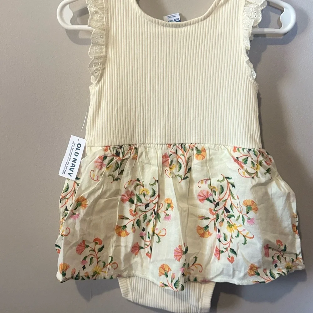 Old Navy Cream Floral Baby Romper Cover